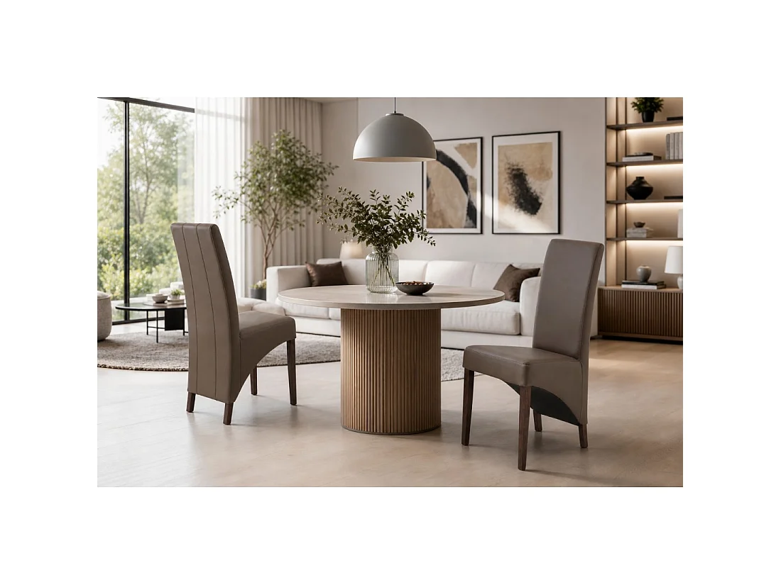 Set van 2 BASIKA stoelen in taupe bruin imitatieleer - Vintage stijl