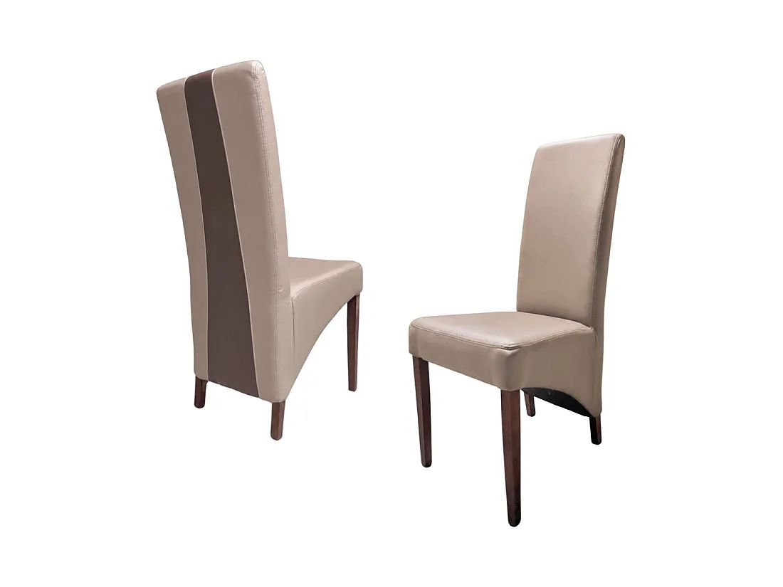 Set van 2 BASIKA stoelen in lichtbruin en chocoladekleurig kunstleer – Vintage stijl