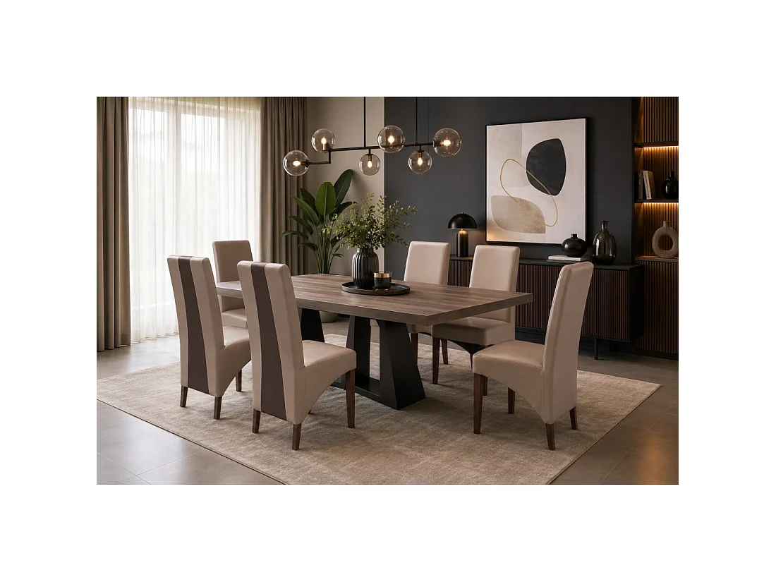 Set van 2 BASIKA stoelen in lichtbruin en chocoladekleurig kunstleer – Vintage stijl