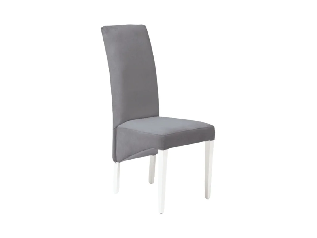 Lot de 2 chaises BASIKA gris et blanc en similicuir avec pieds blancs – Style vintage