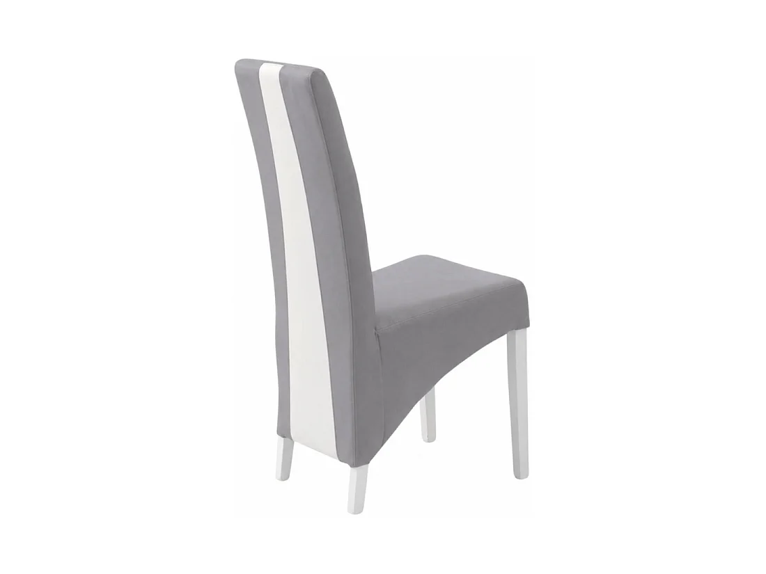 Lot de 2 chaises BASIKA gris et blanc en similicuir avec pieds blancs – Style vintage