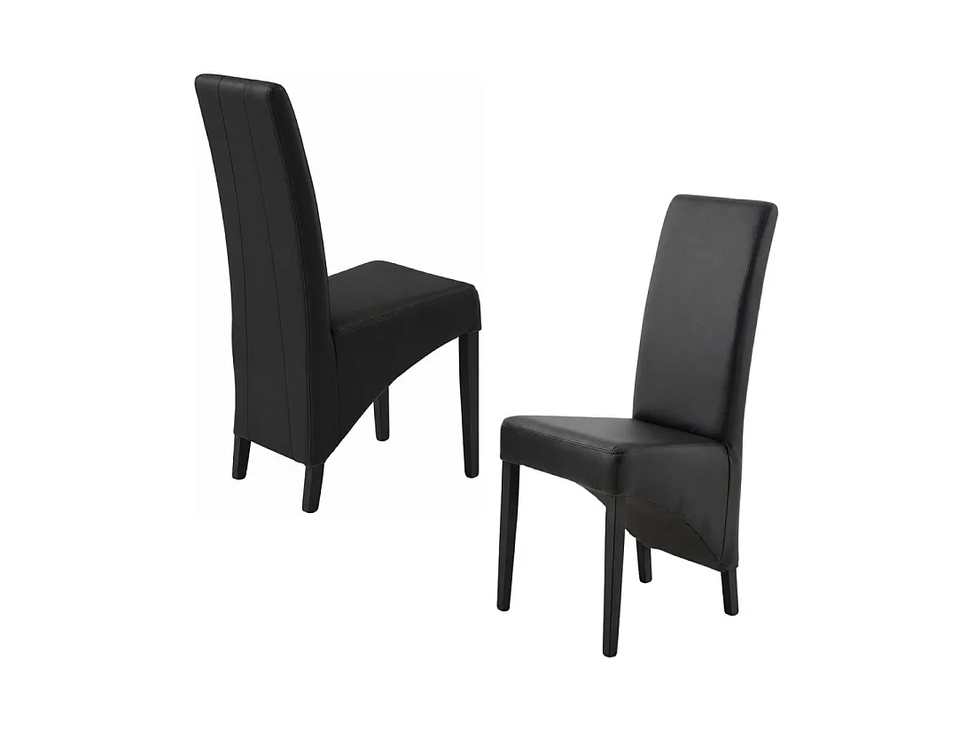 Lot de 2 chaises BASIKA noires en similicuir – Style vintage