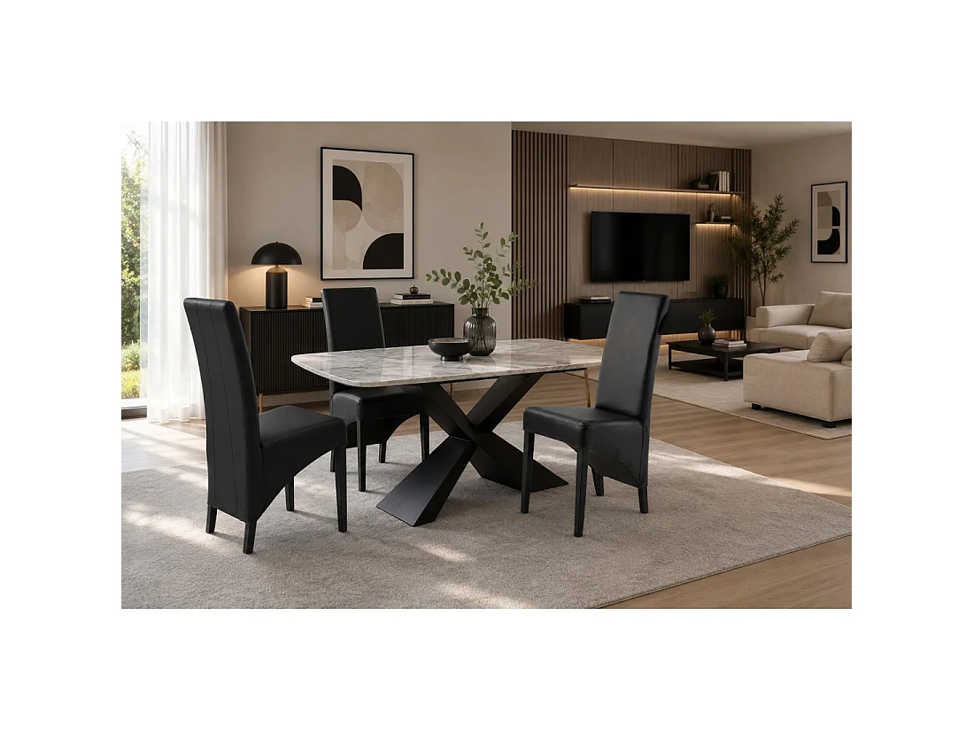 Lot de 2 chaises BASIKA noires en similicuir – Style vintage