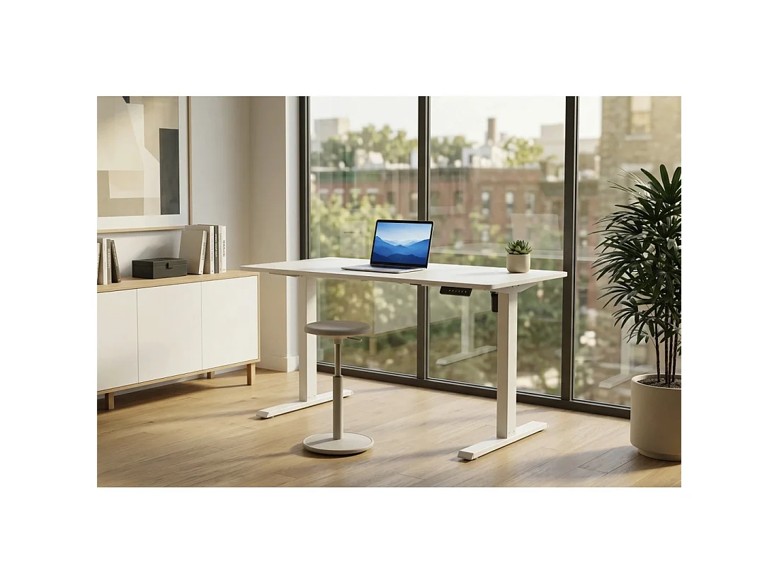 Bureau électrique MONZA 140 cm blanc réglable en hauteur