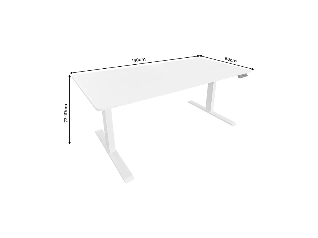 Bureau électrique MONZA 140 cm blanc réglable en hauteur