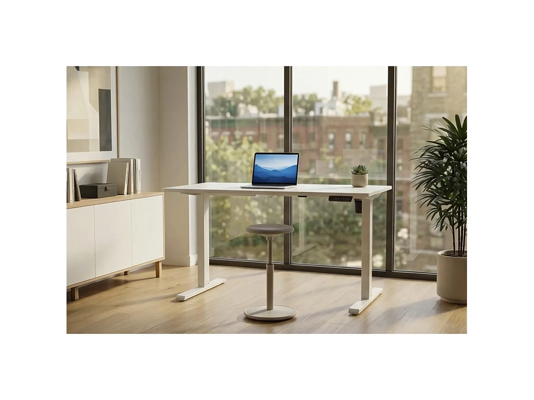 Bureau électrique MONZA 140 cm blanc réglable en hauteur