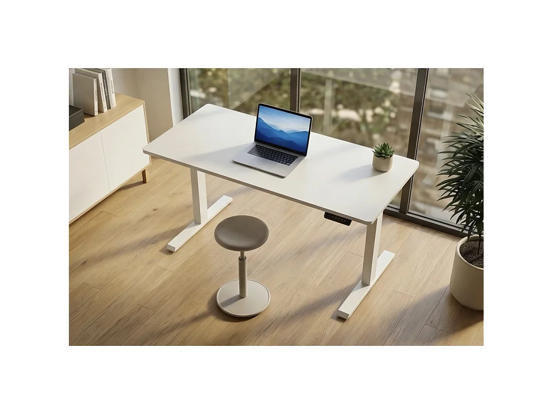 Bureau électrique MONZA 140 cm blanc réglable en hauteur