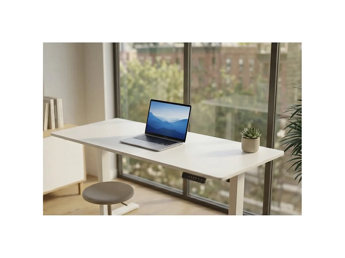 Bureau électrique MONZA 140 cm blanc réglable en hauteur