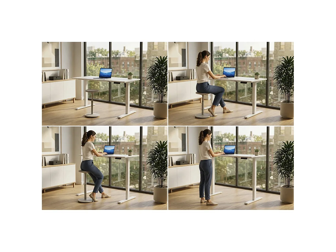Bureau électrique MONZA 140 cm blanc réglable en hauteur