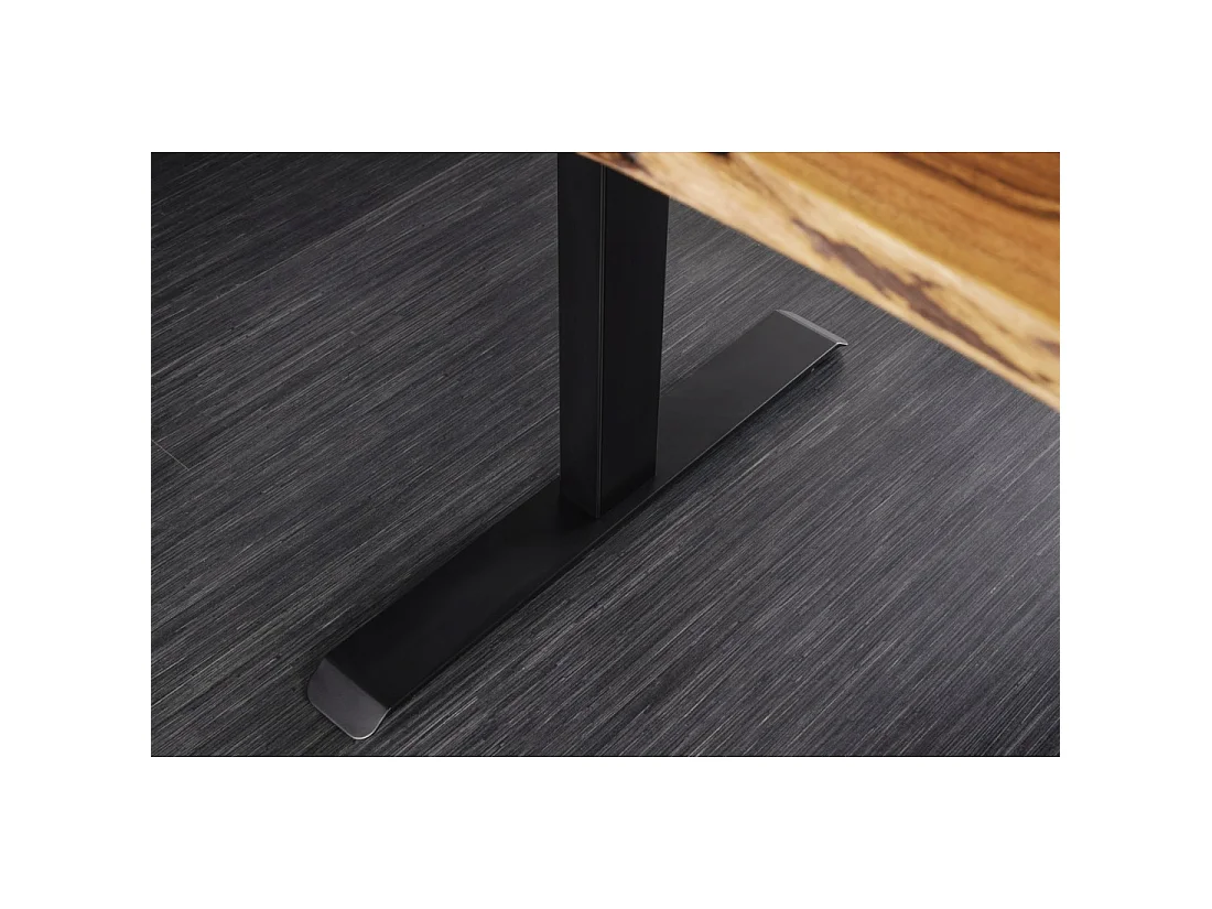 Bureau électrique haut de gamme ARKAYA 140 cm en Sheesham massif à bord naturel biseauté – Hauteur réglable