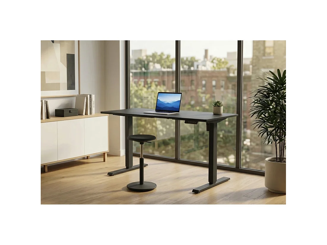 Bureau électrique OFFIX noir mat 140 cm réglable en hauteur – Plateau MDF et pieds métal