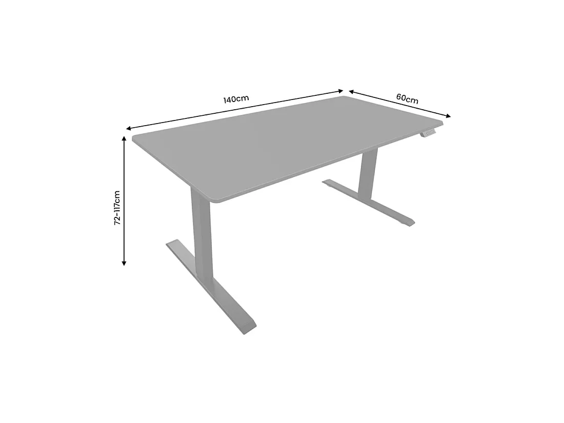 Bureau électrique OFFIX noir mat 140 cm réglable en hauteur – Plateau MDF et pieds métal