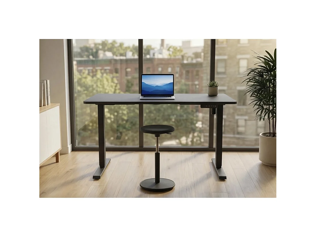 Bureau électrique OFFIX noir mat 140 cm réglable en hauteur – Plateau MDF et pieds métal