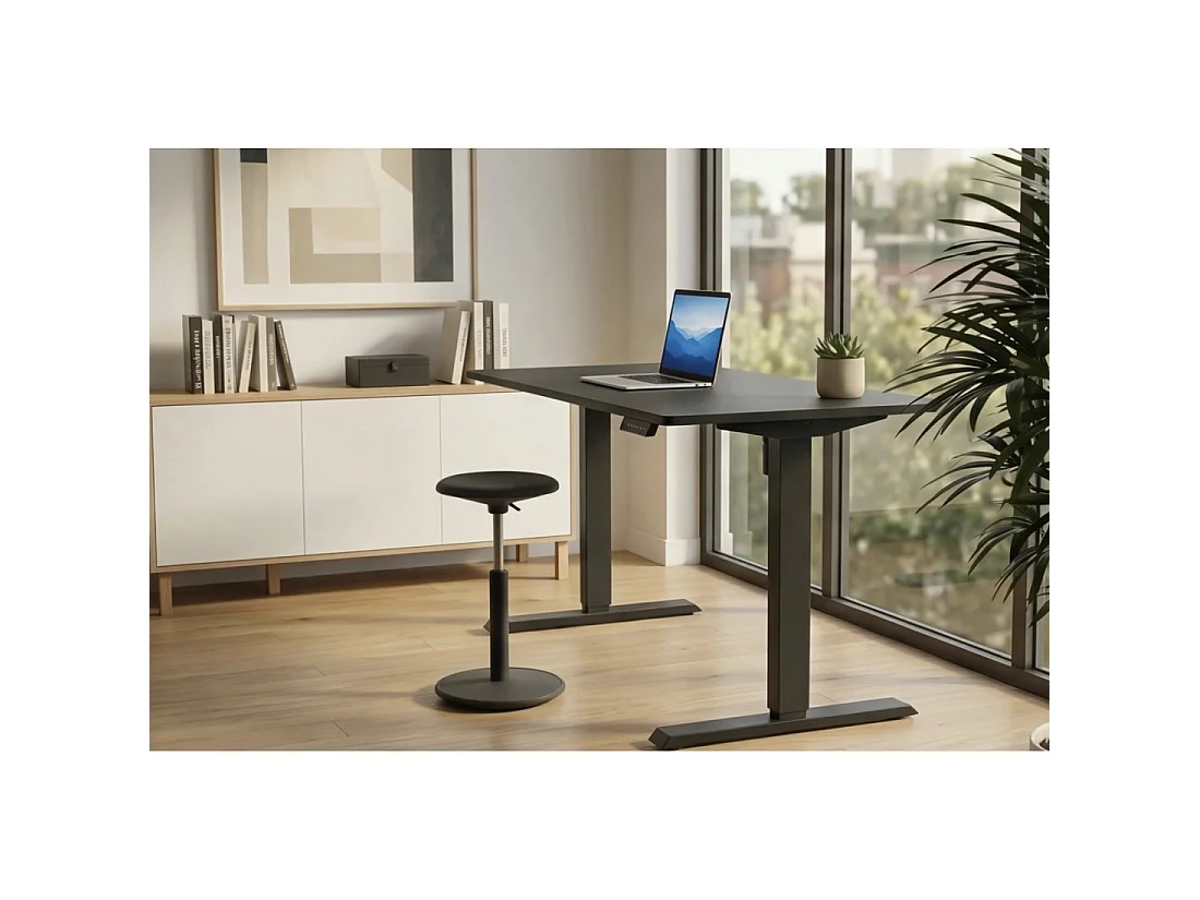Bureau électrique OFFIX noir mat 140 cm réglable en hauteur – Plateau MDF et pieds métal
