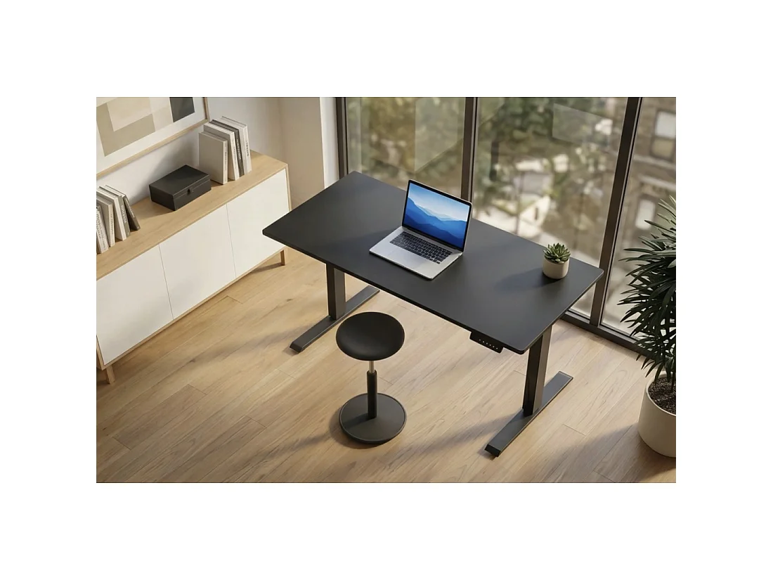 Bureau électrique OFFIX noir mat 140 cm réglable en hauteur – Plateau MDF et pieds métal