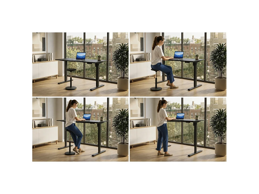 Bureau électrique OFFIX noir mat 140 cm réglable en hauteur – Plateau MDF et pieds métal
