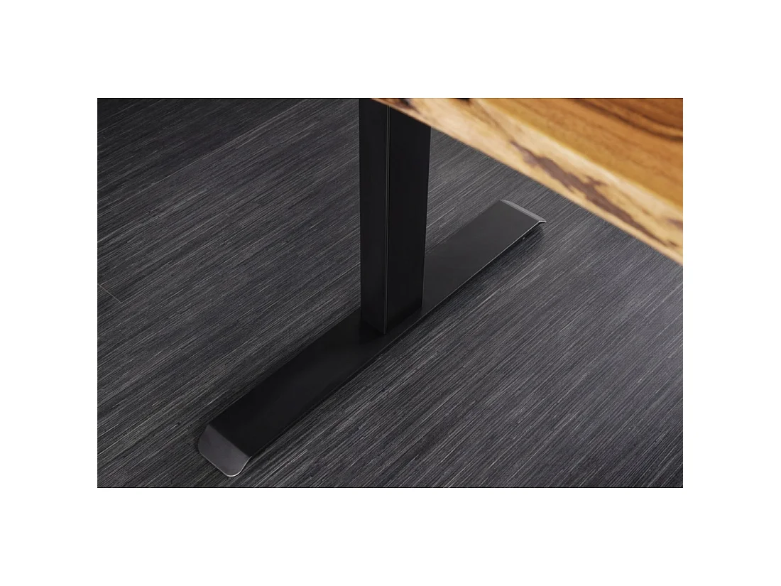 Bureau haut de gamme électrique ARKAYA 160 cm en Sheesham massif à bord naturel biseauté – Hauteur réglable