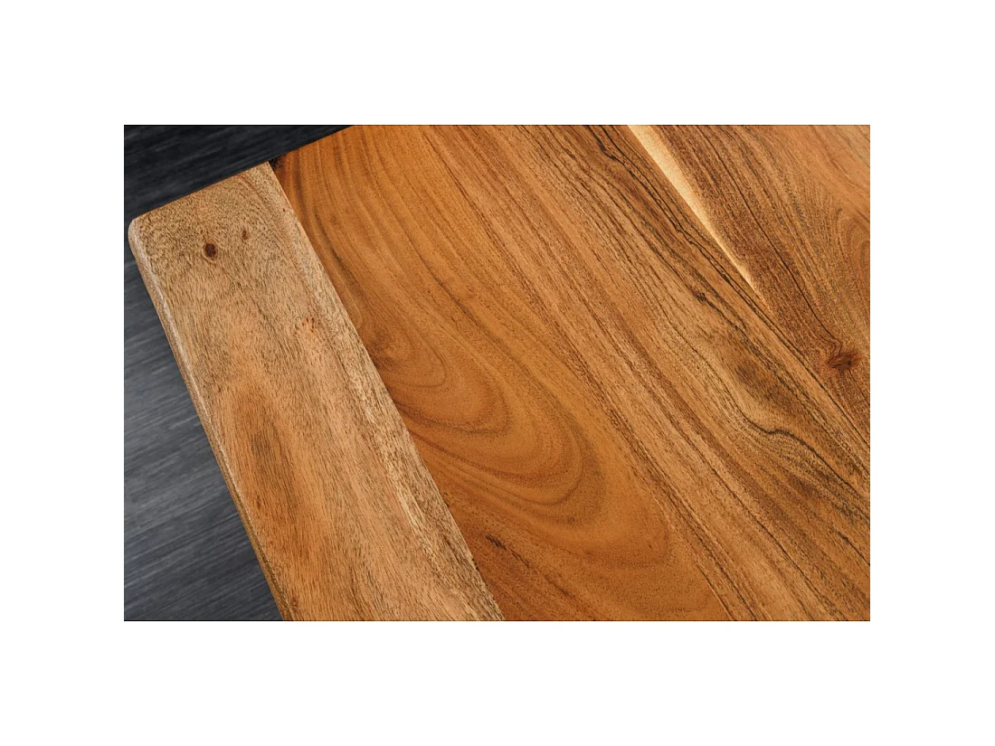 Bureau électrique haut de gamme ARKAYA 180 cm en acacia massif à bord naturel biseauté – Hauteur réglable