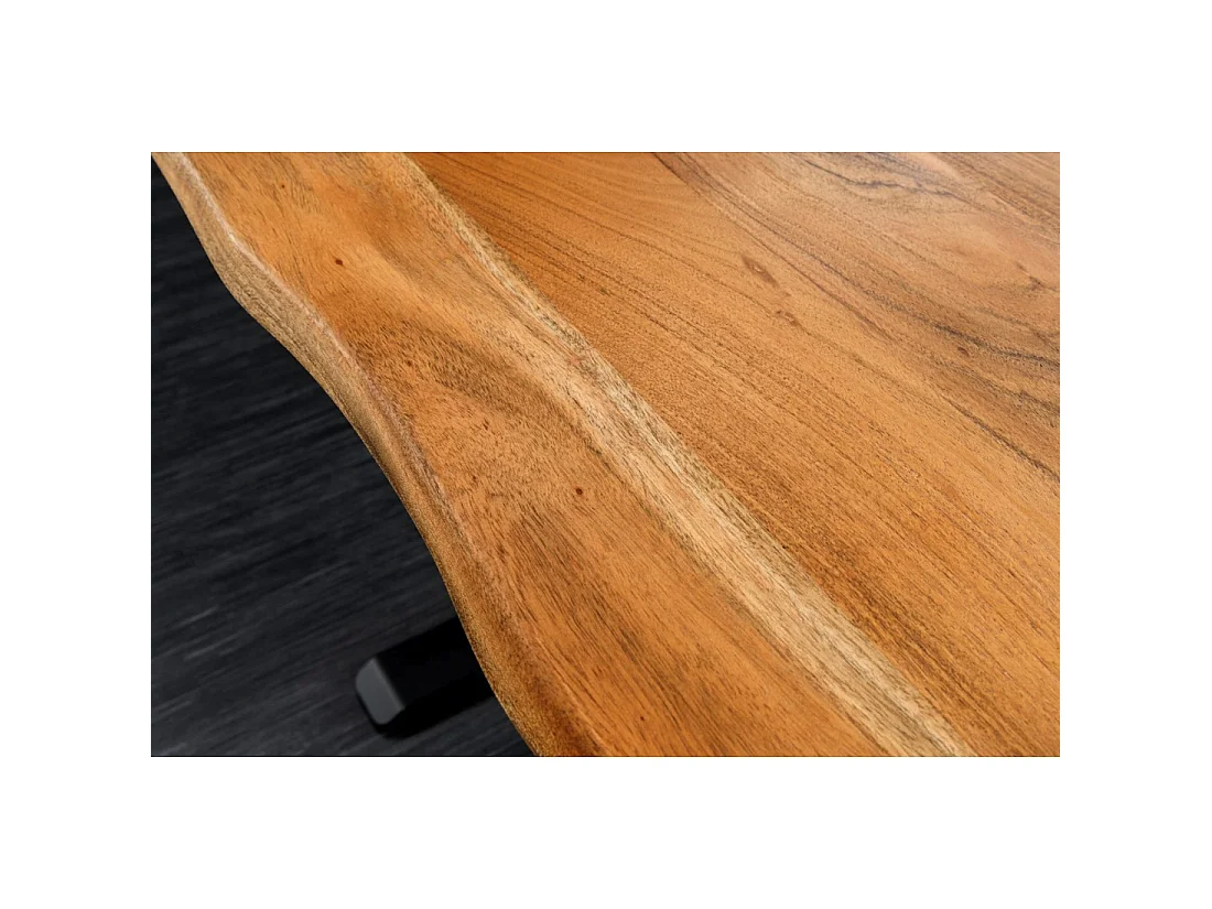 Bureau électrique haut de gamme ARKAYA 180 cm en acacia massif à bord naturel biseauté – Hauteur réglable