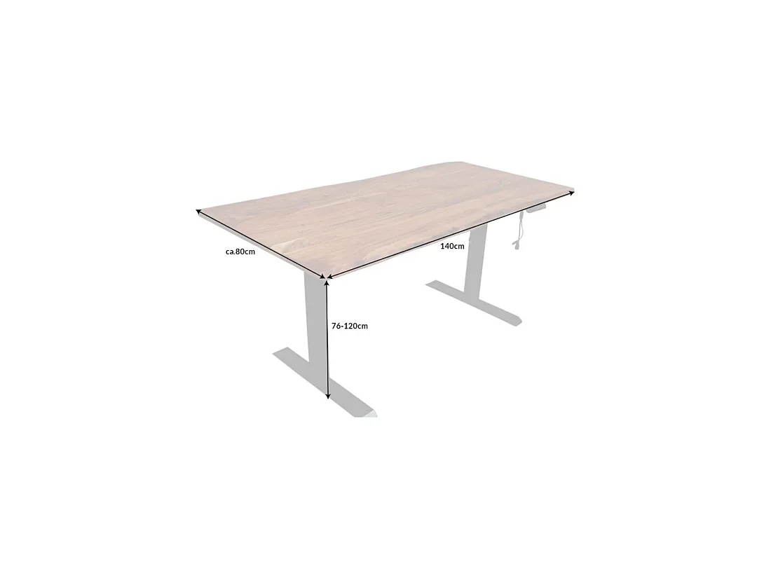 Bureau électrique haut de gamme ARKAYA 140 cm in massief acaciahout met natuurlijke rand - Verstelbare hoogte