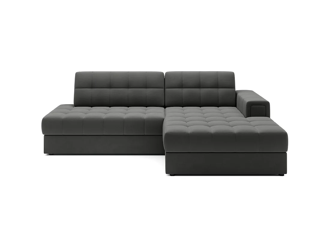 Canapé d'angle convertible CUBITO marron 240 cm avec coffre et couchage