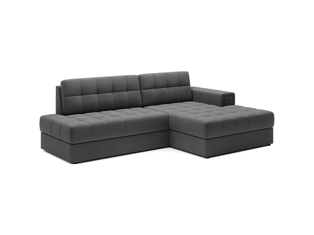 Canapé d'angle convertible CUBITO marron 240 cm avec coffre et couchage