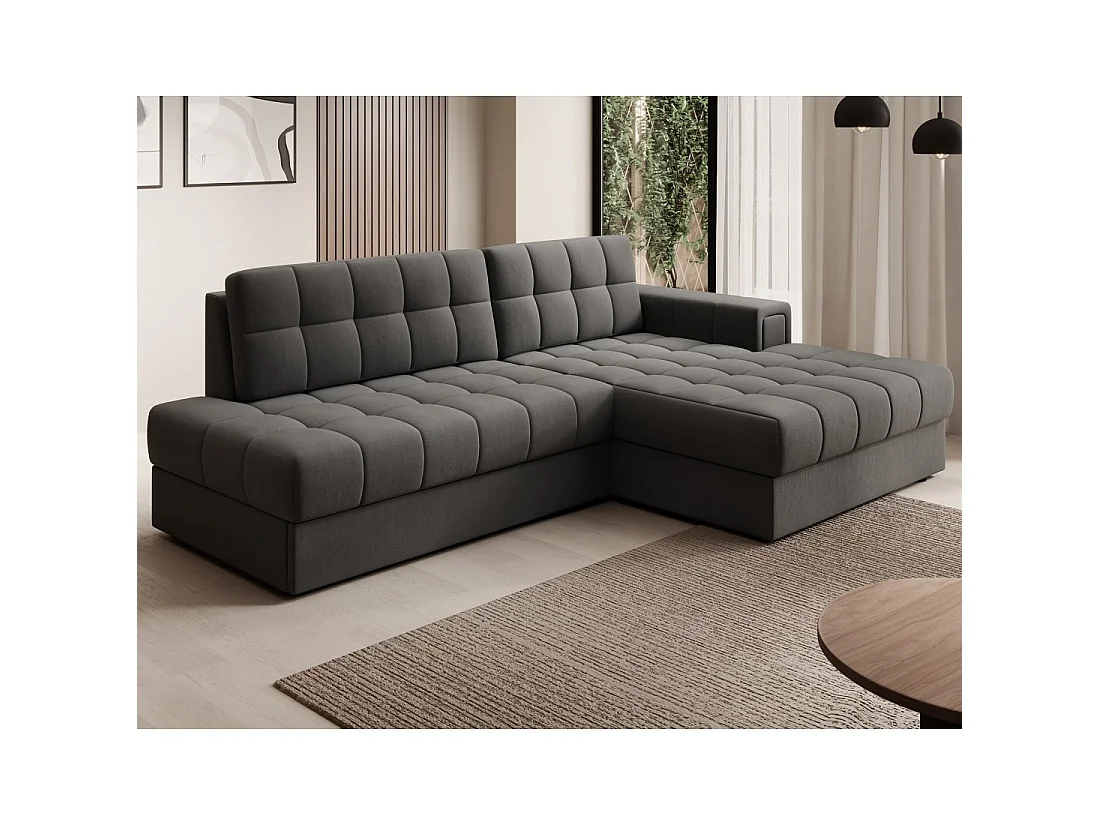 Canapé d'angle convertible CUBITO marron 240 cm avec coffre et couchage