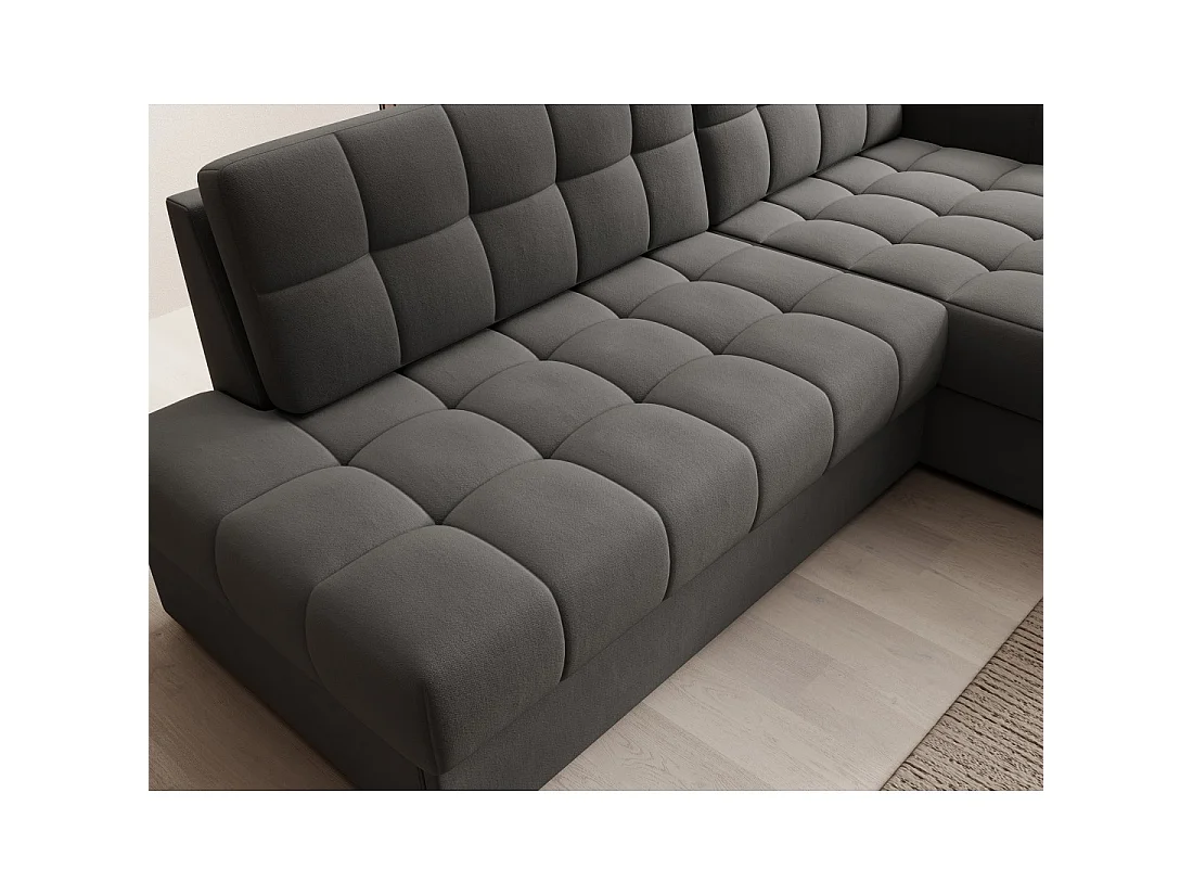 Canapé d'angle convertible CUBITO marron 240 cm avec coffre et couchage