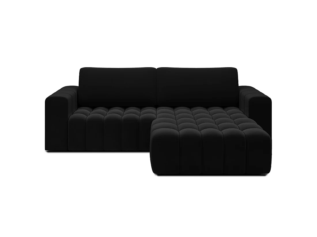 Canapé d'angle convertible DORY noir 250 cm avec coffre de rangement angle droit