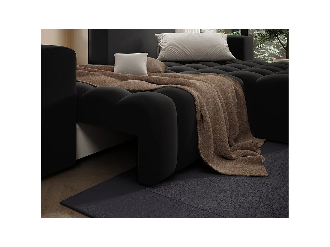 Canapé d'angle convertible DORY noir 250 cm avec coffre de rangement angle droit