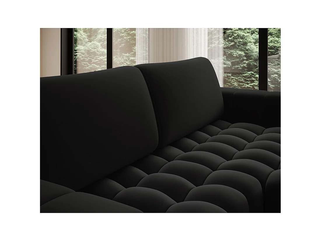 Canapé d'angle convertible DORY noir 250 cm avec coffre de rangement angle droit