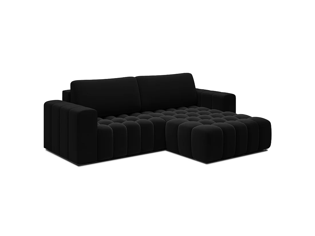 Canapé d'angle convertible DORY noir 250 cm avec coffre de rangement angle droit