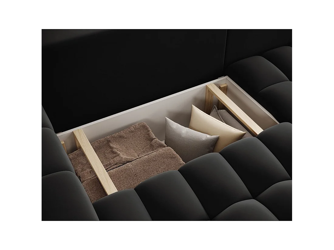 Canapé d'angle convertible DORY noir 250 cm avec coffre de rangement angle droit