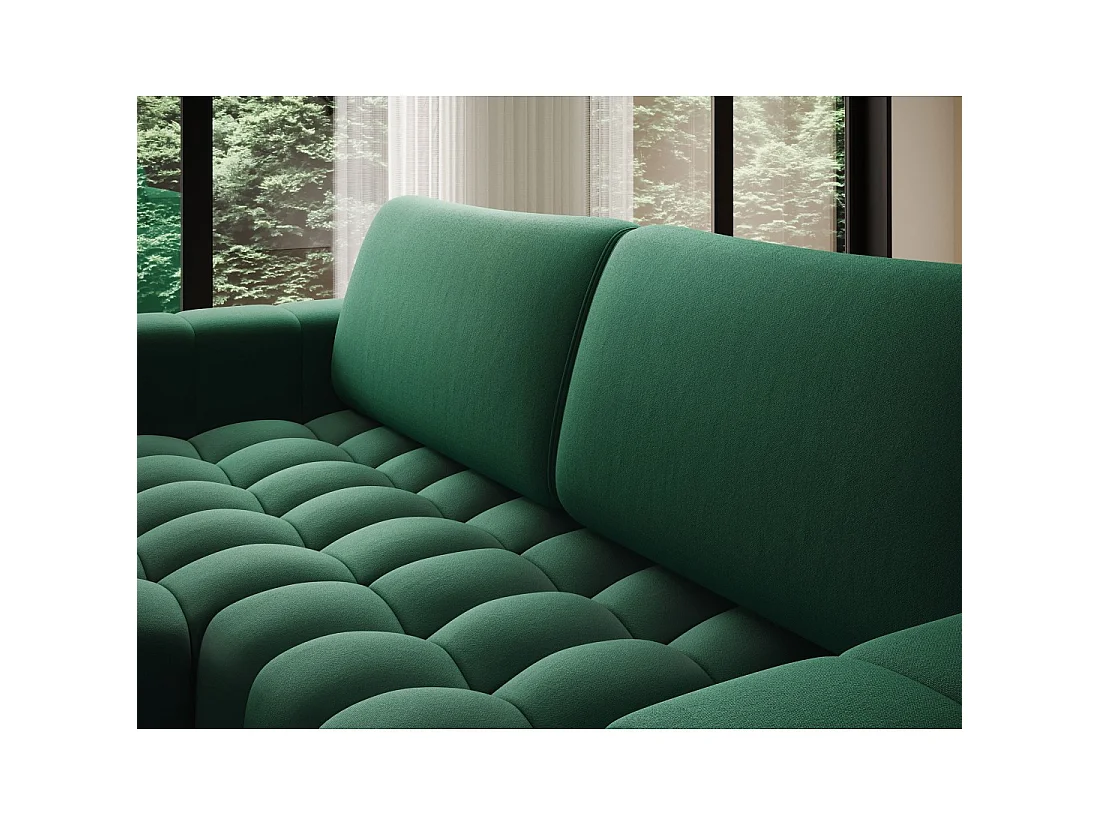 Canapé d'angle convertible DORY vert foncé 250 cm avec coffre de rangement angle gauche