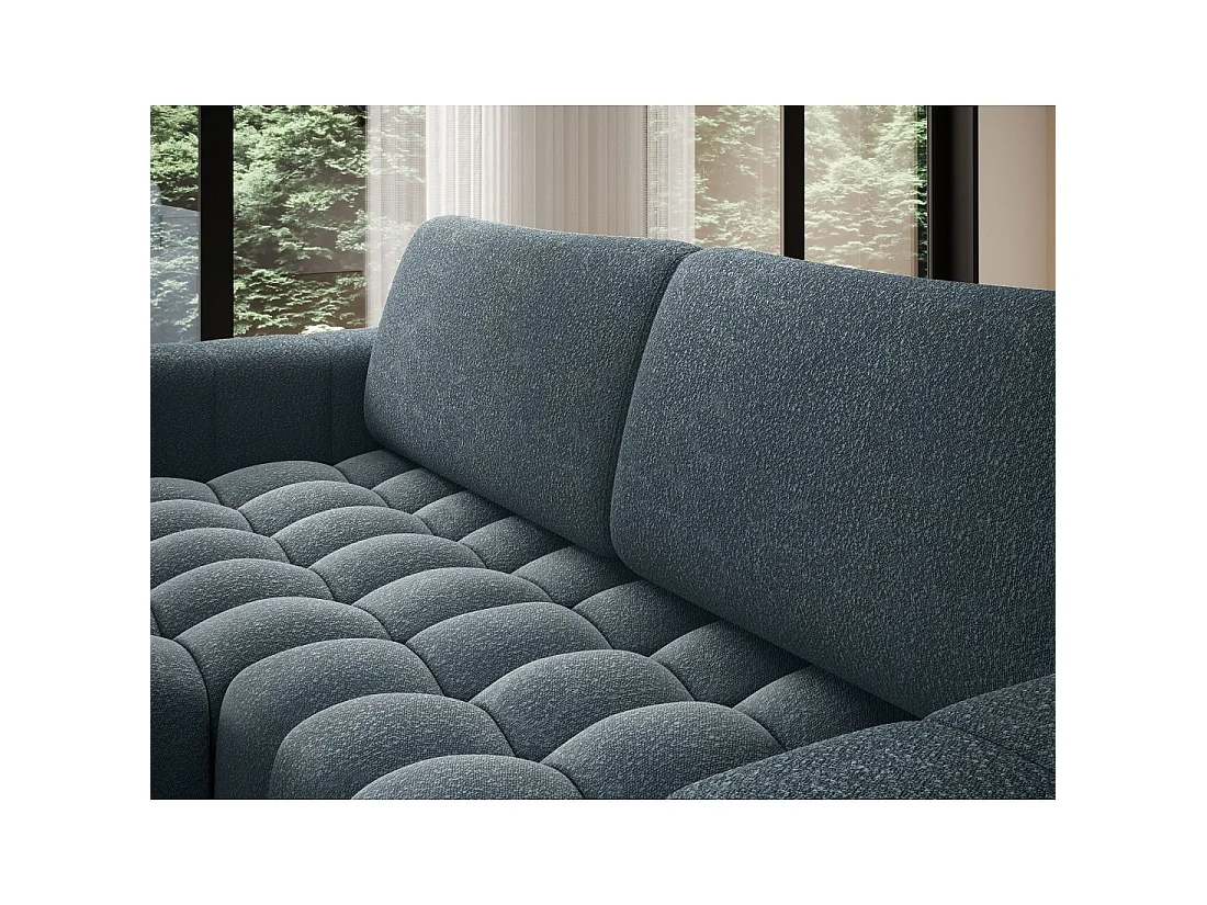 Canapé d'angle convertible DORY bleu nuit 250 cm avec coffre de rangement angle droit