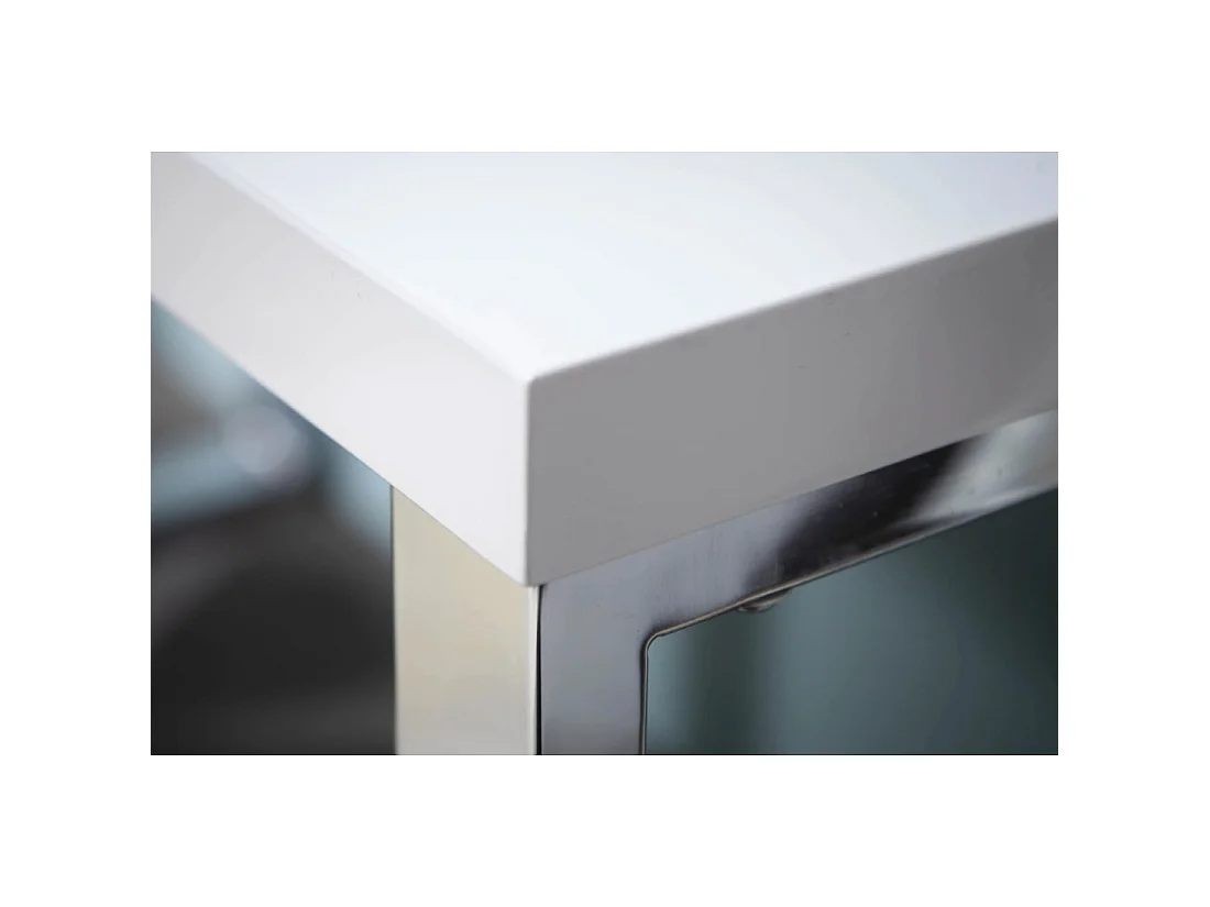 Bureaudesign MONZA 120x60 cm glanzend wit met zilveren chromen poten