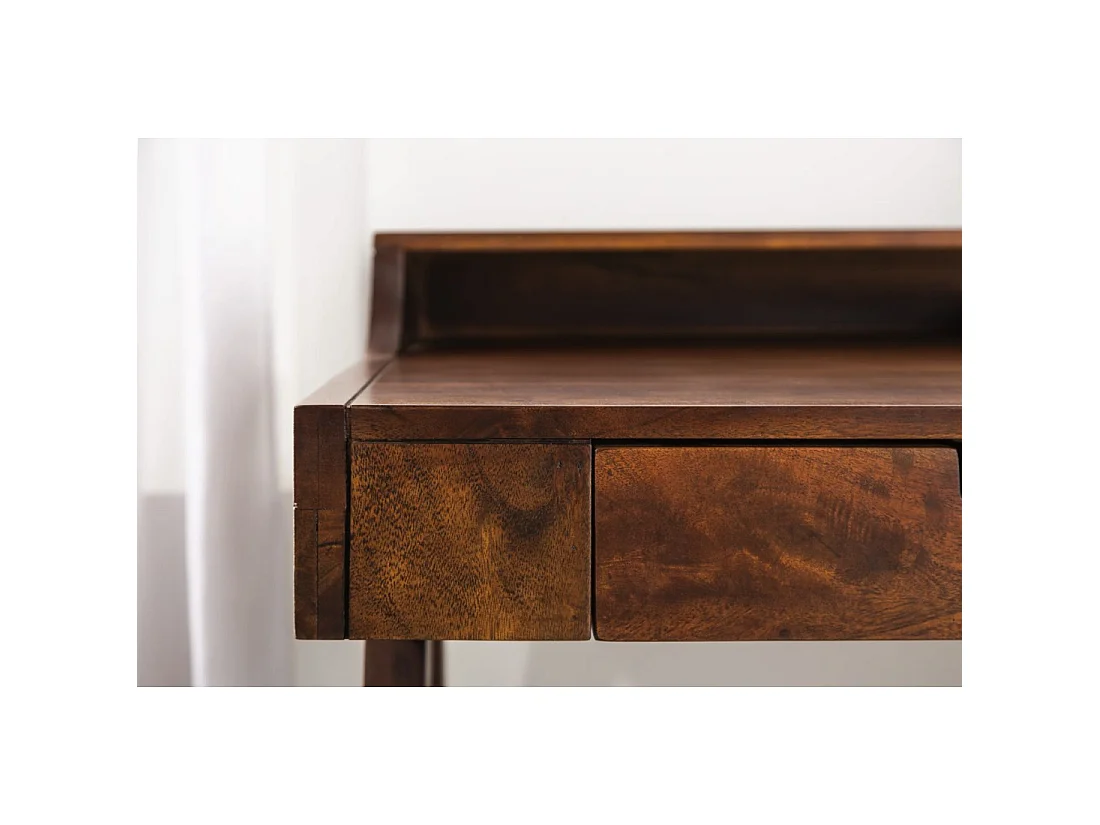 Bureau recht SKAGEN 100 cm in massief acaciahout met 2 lades en een plank - Stijl Davenport