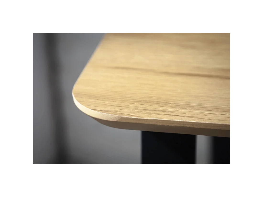 Escritorio recto LUNISSIA 160 cm efecto madera clara con cajonera de 3 cajones y pie en metal negro – Diseño