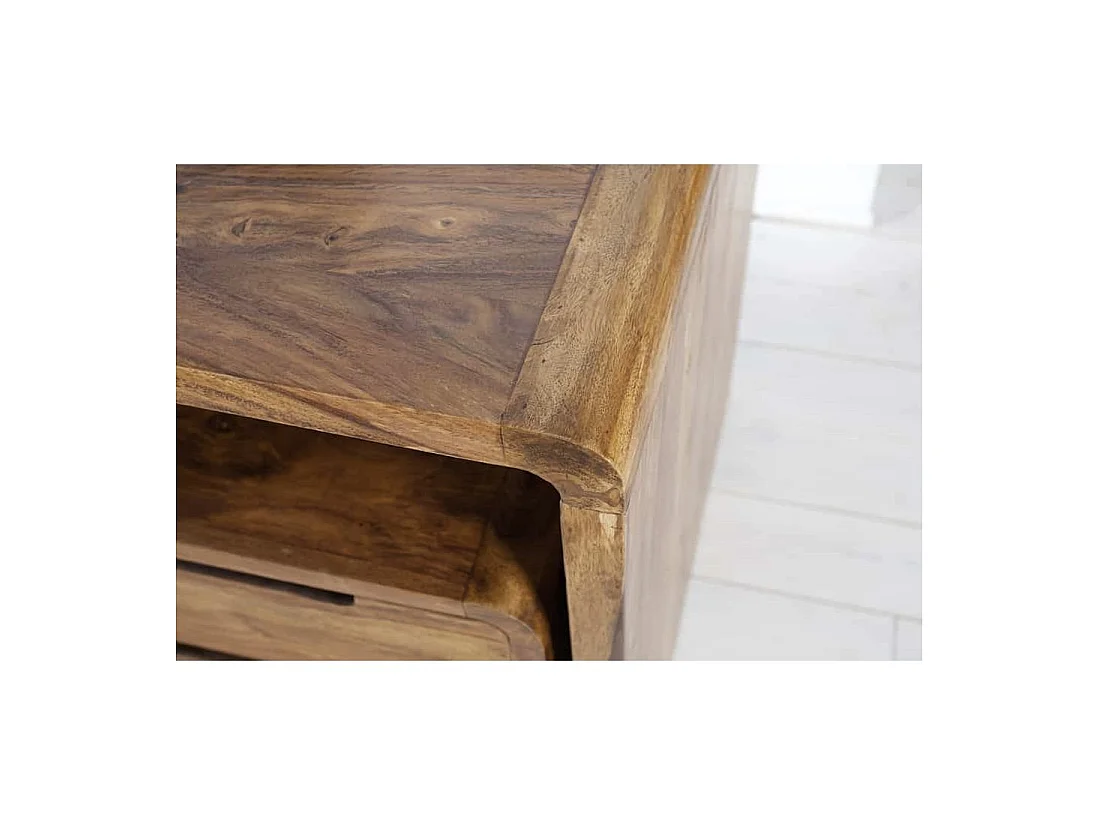 Bureau droit NOMA 120 cm en bois massif de Sheesham verni – Angles arrondis et style rustique