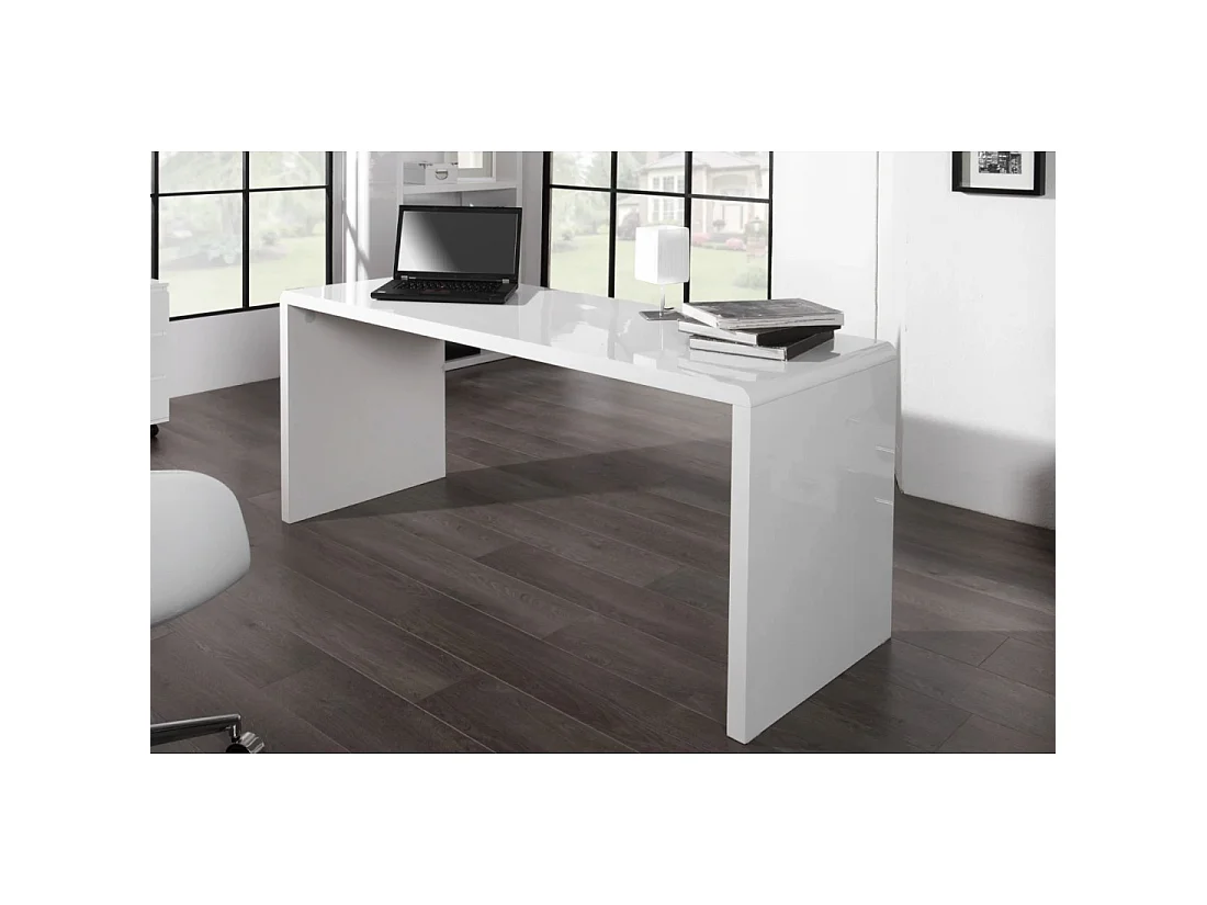 Bureau recht SVEA 160 cm glanzend wit – Groot modern design bureau