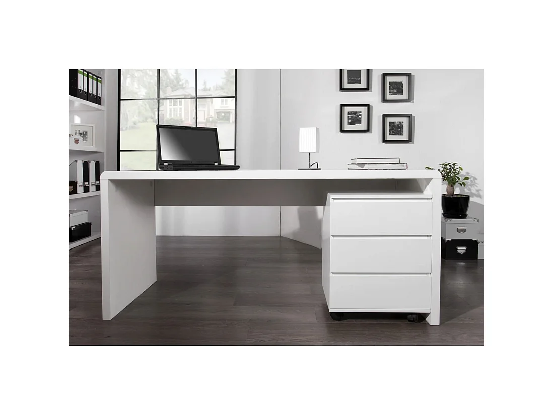 Bureau recht SVEA 160 cm glanzend wit – Groot modern design bureau