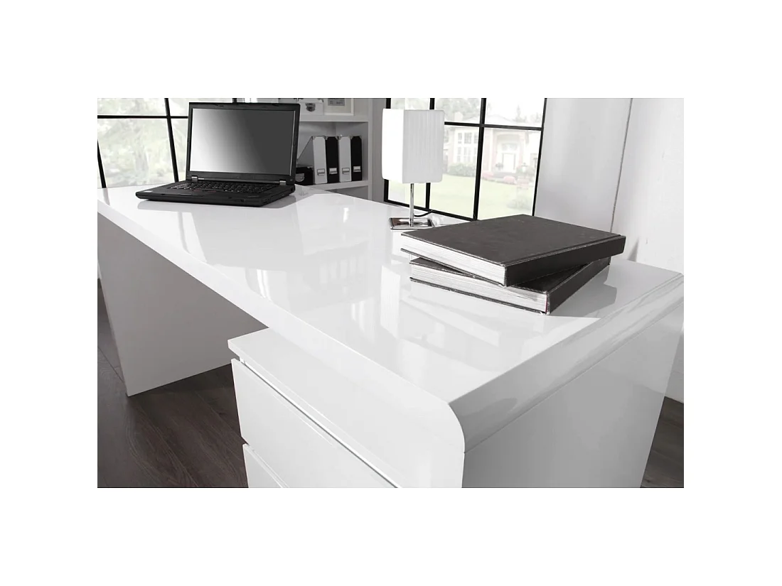 Bureau recht SVEA 160 cm glanzend wit – Groot modern design bureau