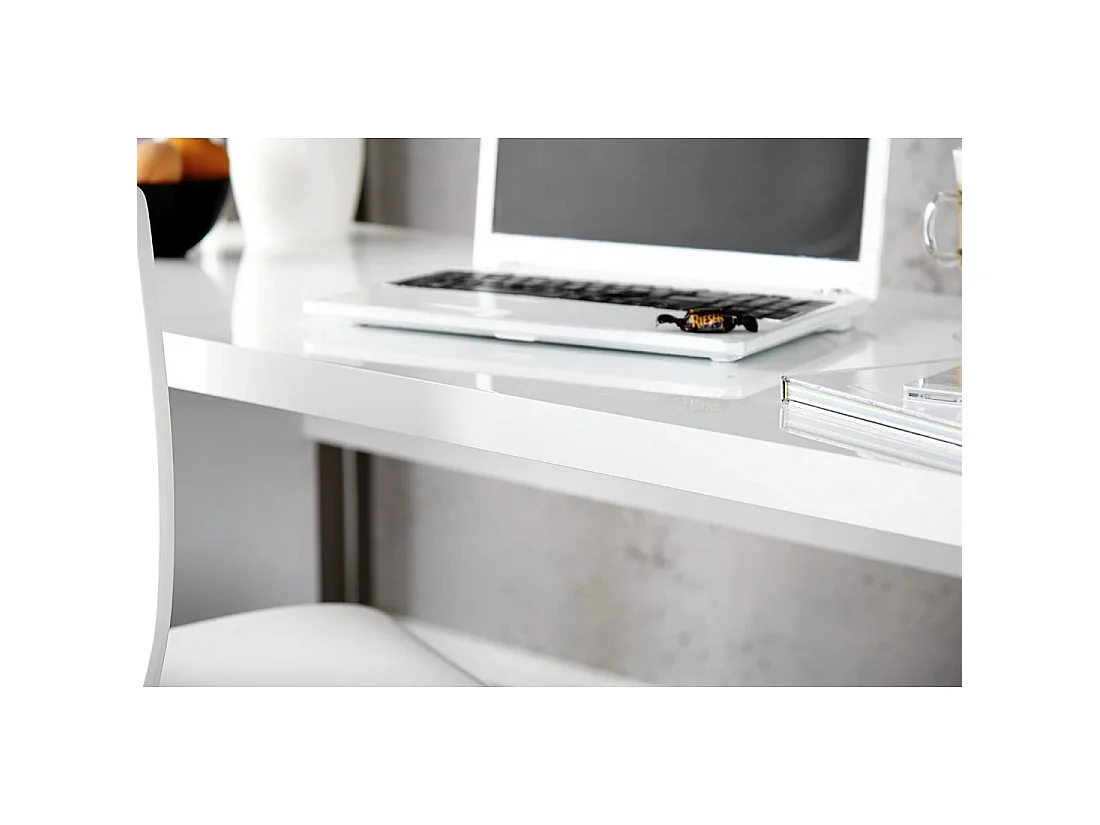 Bureau recht SVEA 140 cm hoogglans wit – Grote moderne werkruimte