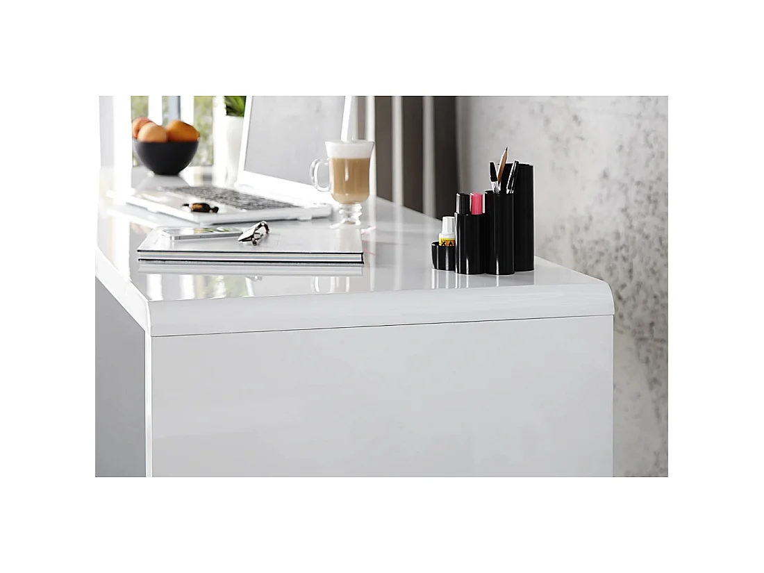 Bureau recht SVEA 140 cm hoogglans wit – Grote moderne werkruimte