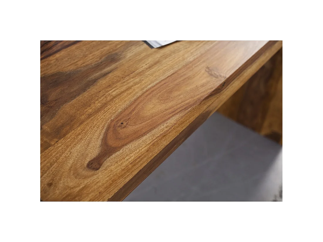 Bureau droit ORBO 100 cm en bois massif de Sheesham verni – Design épuré marron naturel