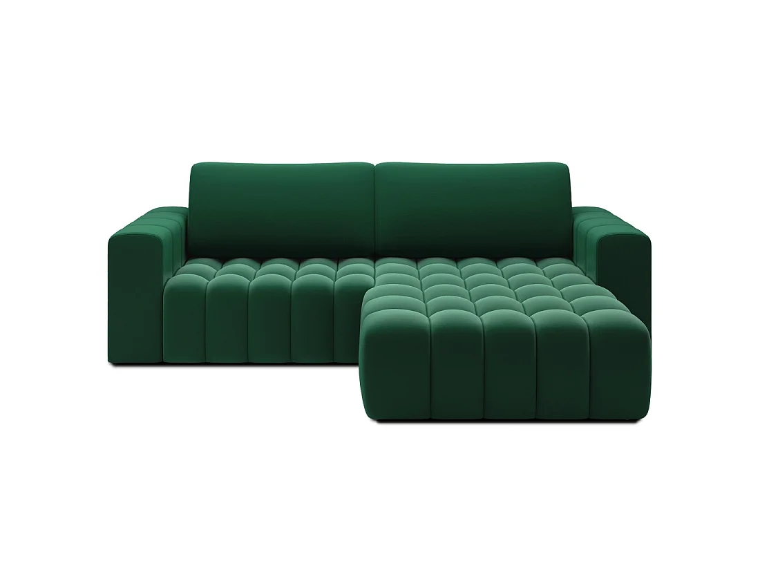 Canapé d'angle convertible DORY vert foncé 250 cm avec coffre de rangement angle droit