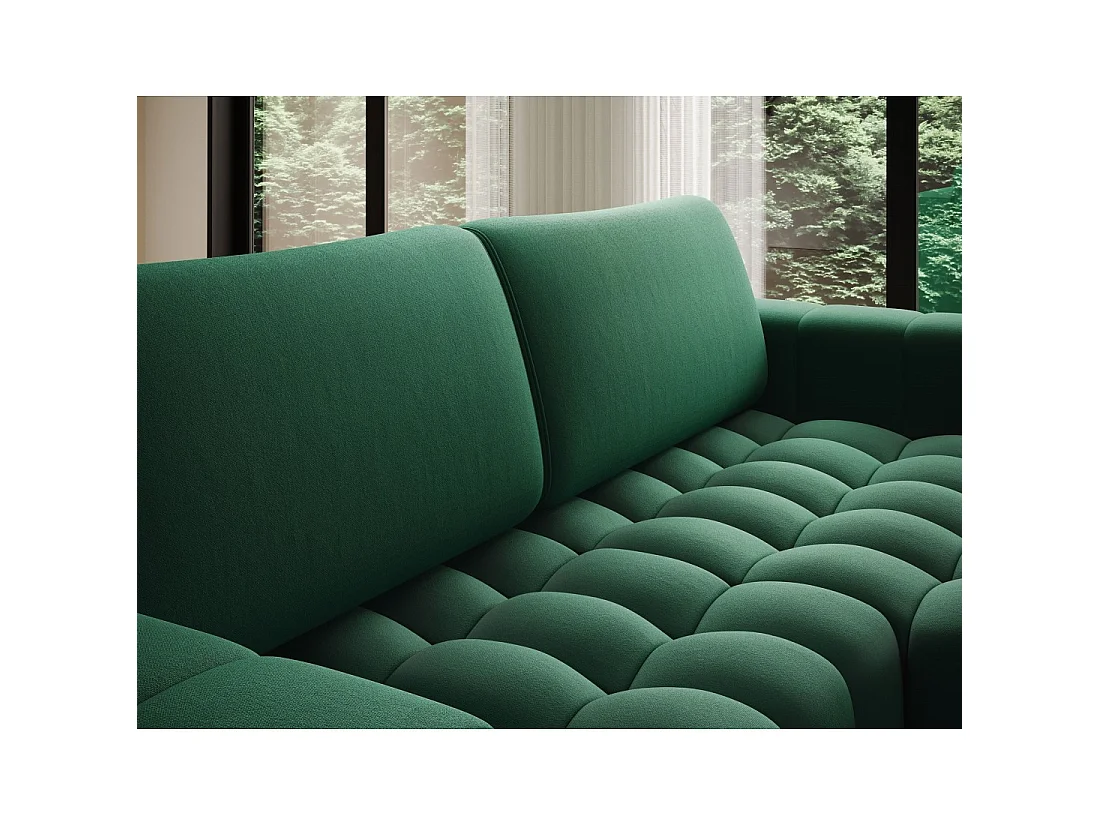 Canapé d'angle convertible DORY vert foncé 250 cm avec coffre de rangement angle droit