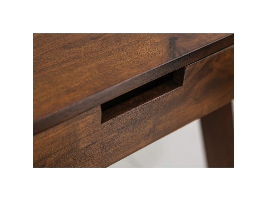 Bureau droit SKAGEN 120 cm en bois massif d'acacia verni avec 2 tiroirs et étagère – Style Davenport