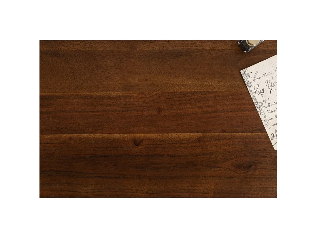 Bureau droit SKAGEN 120 cm en bois massif d'acacia verni avec 2 tiroirs et étagère – Style Davenport