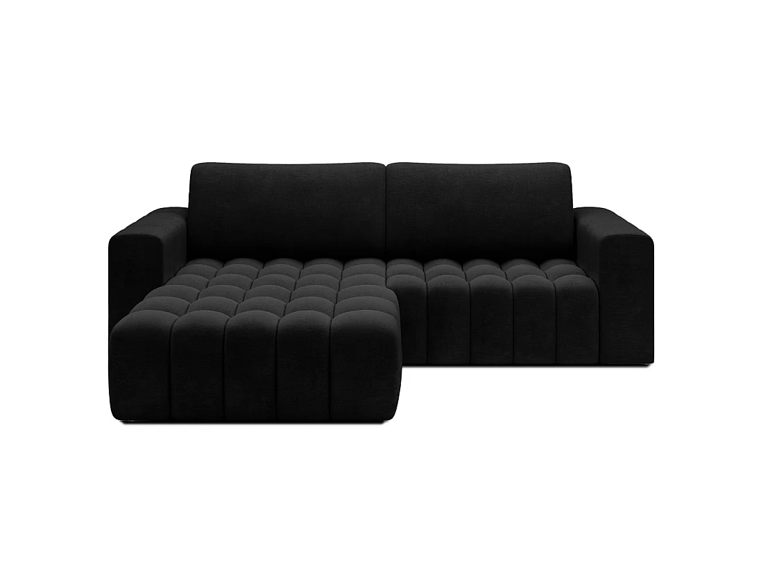 Canapé d'angle convertible DORY gris foncé 250 cm avec coffre de rangement angle gauche